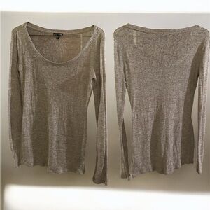 Express Gray sheer Fitted Blouse